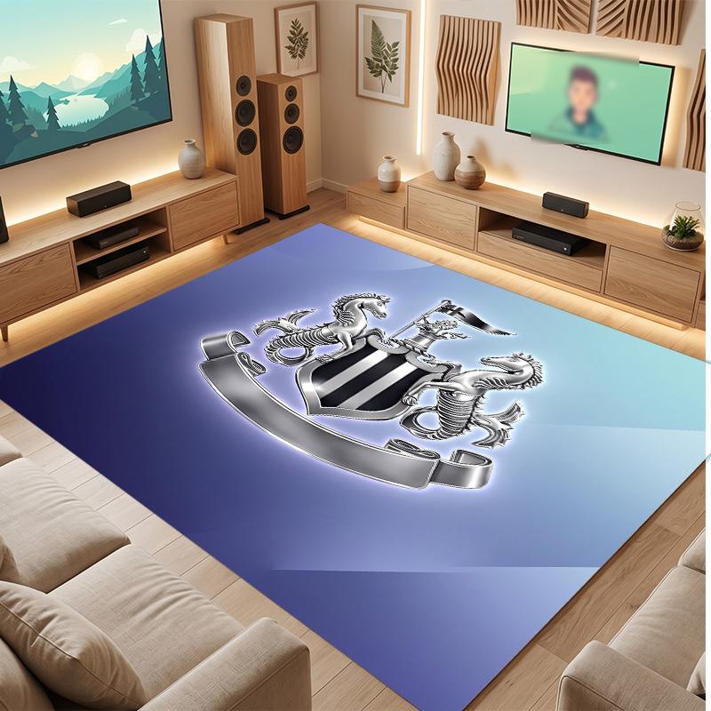 Tappeto in Velluto di Cristallo con Stampa di Calcio del Newcastle United, Comodo Assorbente d'Acqua Antiscivolo Tappeto per Pavimento Interno