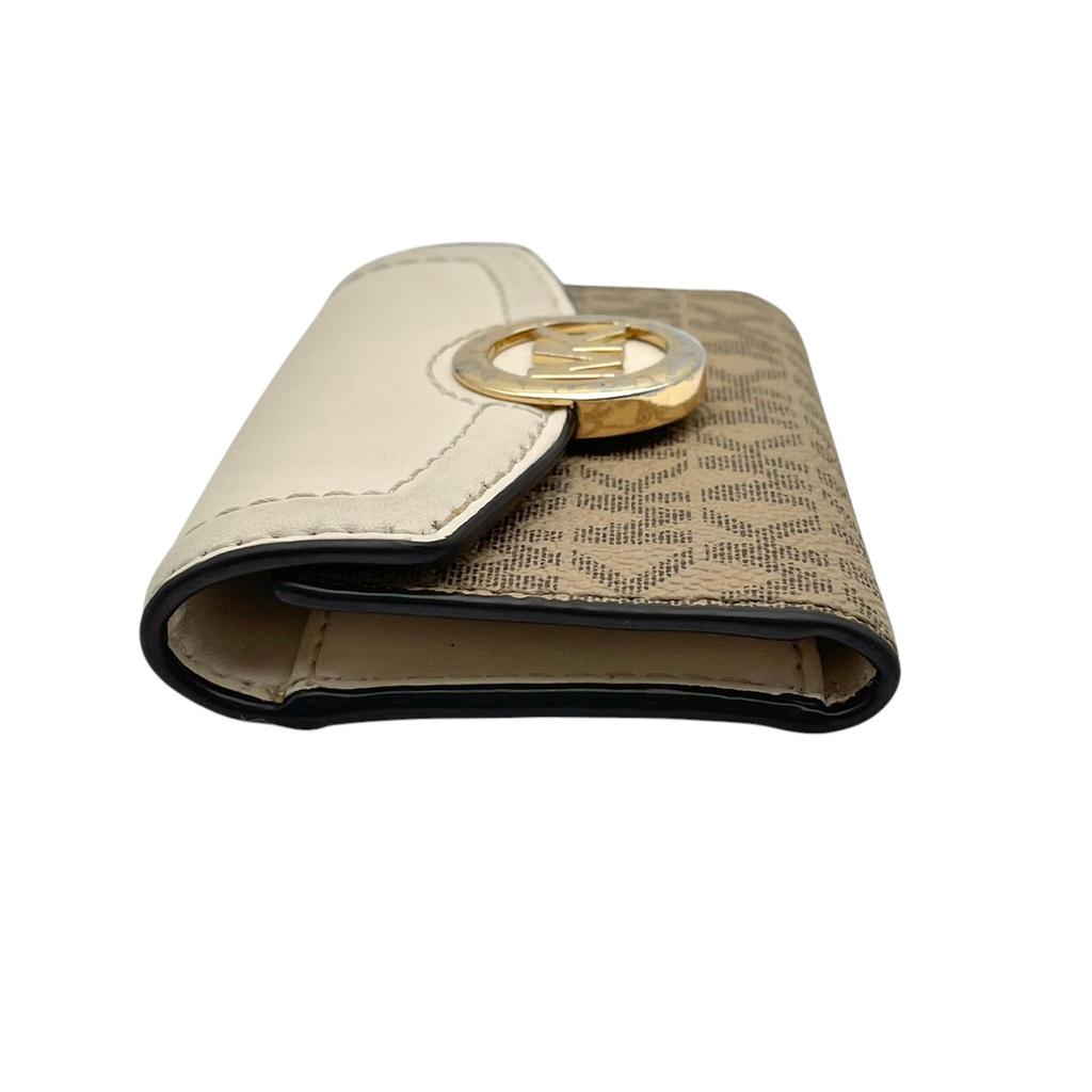 Used Michael Kors 6 Key Holders Signature FultonKey Holder  Beige/white PVC/leather Women