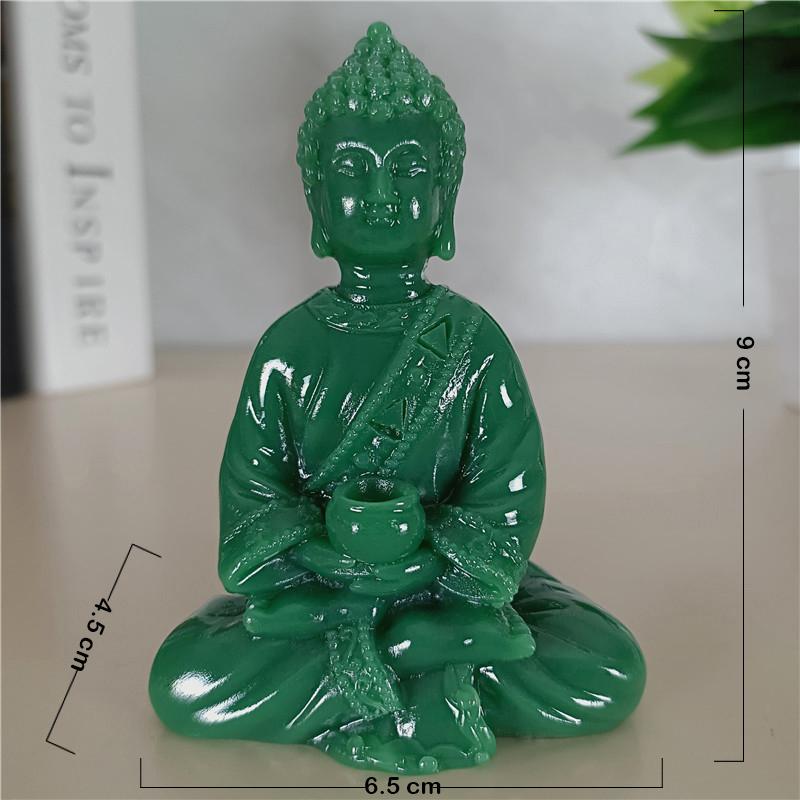 Jade Color Meditation Buddha Statues Feng Shui Lucky Thailand Buddha Sculptures Figurines Home Garden Decoration