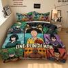 Onepunch Man Pattern Bedding Quilt Set Quilt Cover Pillowcase Home Birthday Gift(1 * Duvet Cover + 2 * Pillowcase, Without Core)