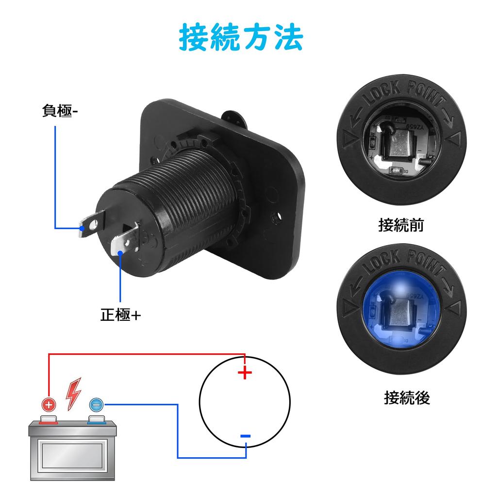 CERRXIAN 2PCS Car Cigarette Lighter Socket (with Blue LED) Waterproof Cigarette Lighter Socket