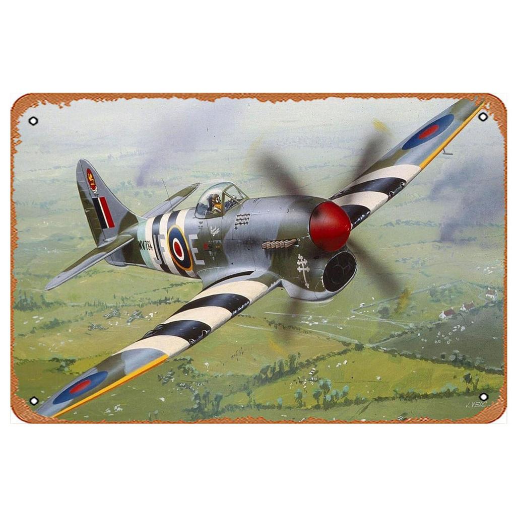 Military Metal Tin Signs Fight Plane Wall Art Poster Plaque Vintage Iron Painting Decoration for Home Cafe Washing Room Club