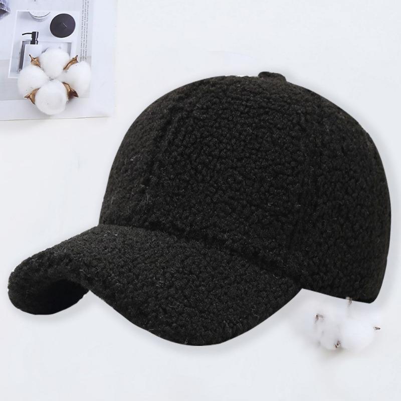 Autumn and Winter Lamb Wool Baseball Cap Warm Fashion Light Board Cap Embroidery Letter Hat