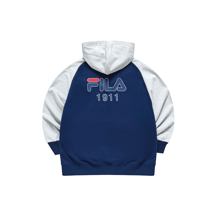 Fila Fusion Color Block Logo Embroidered Loose Casual Hoodie Men Hoodies Dark-Blue T11M317204F-NV