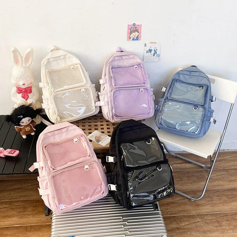 Japonský batoh Kawaii Itabag Women Novinka 2024 Transparentní Batoh Dámský Velkokapacitní Batoh Ita Školní tašky pro vysokoškoláky JK