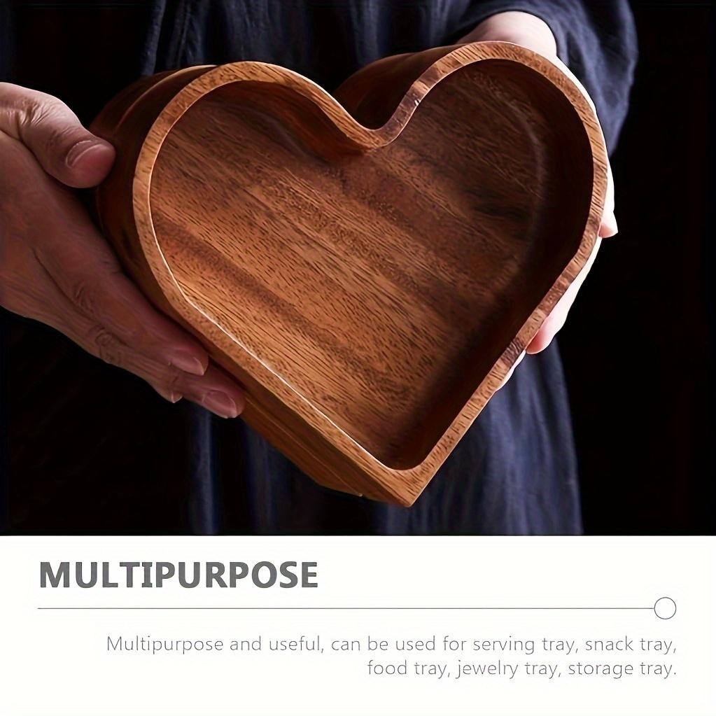

Винтажный деревянный поднос в форме сердца Многоцелевой органайзер для закусок, ювелирных изделий с декоративной отделкой из темного дерева, Идеально подходит для домашнего декора, хранения мелких предметов,
