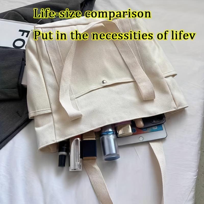 Multiple Pockets Canvas Tote Bag Spacious Canvas Tote Bag with Multiple Pockets Versatile Shoulder & Handbag for School, Work, Travel, and Shopping