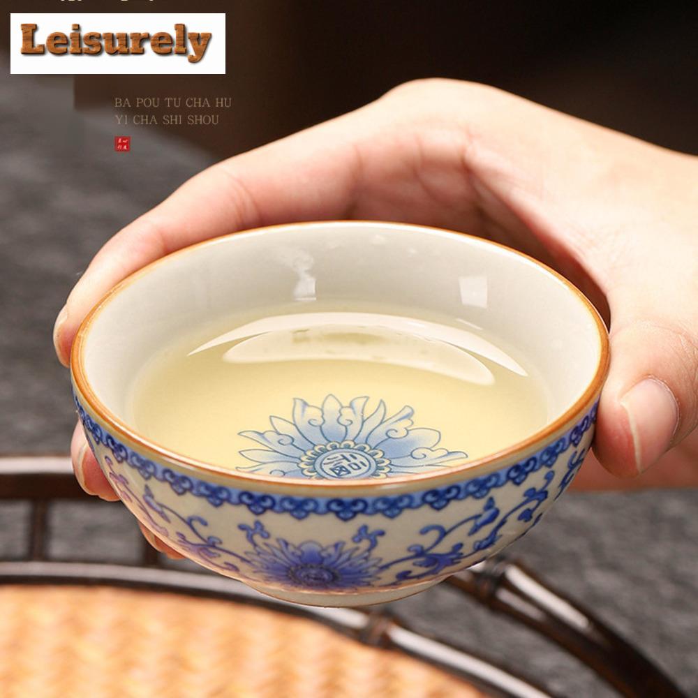 60ml Retro Ru Kiln Ceramic Tea Cup Open Cicada Ceramic Master Cup Puer Tea Bowl Meditation Cup Chazhan Kung Fu Tea Drinkware