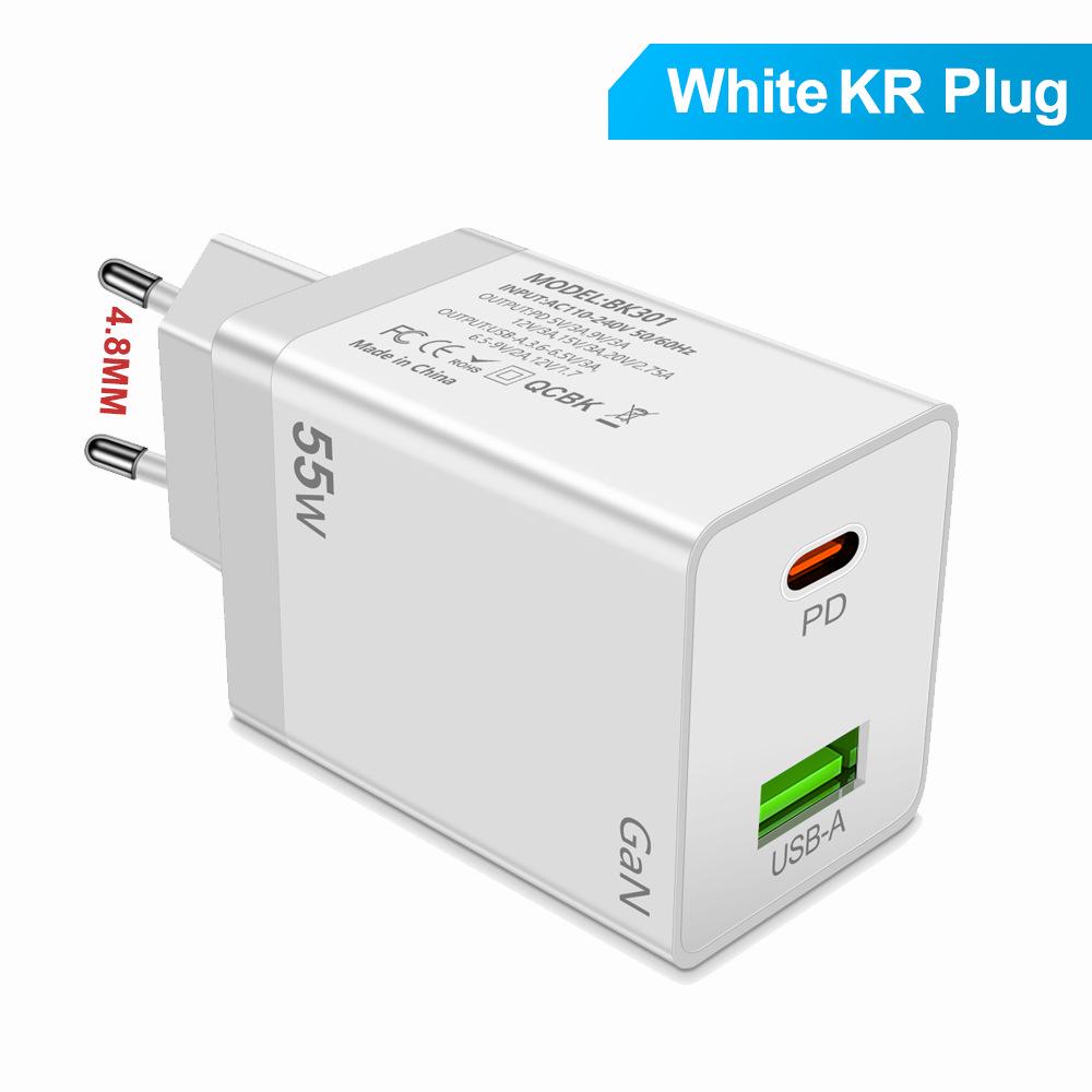 55W GaN PD Fast Charger - EU/US/UK Plug Adapter for Phones & Computers