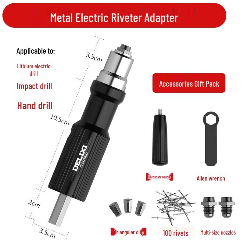 DELIXI Electric Rivet Gun Converter Kit CN Plug (adapter Included)