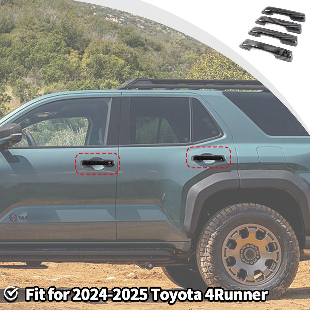 4x Carbon Fiber Door Handle Covers For Tundra 4Runner 2025 w/keyless Accessories