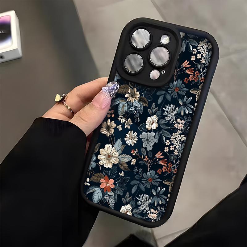 Retro Dark Floral Pattern Phone Case For iPhone 17 16 15 14 13 12 11 Pro Max 17 Air 16E X XR XS 7 8 Plus Shockproof Soft Cover