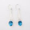 Natural Swiss Blue Topaz Gemstone 925 Sterling Silver Handcrafted Earrings 1.76" EE-171-1
