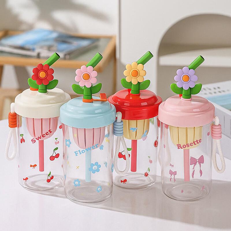 Zhenqi Small Flower Straw Glass Cup