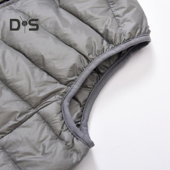 Unisex Down Waistcoat Stand Collar Sleeveless Solid Color Zipper Placket Cotton Vest with Pockets Thin Warm Vest Coat