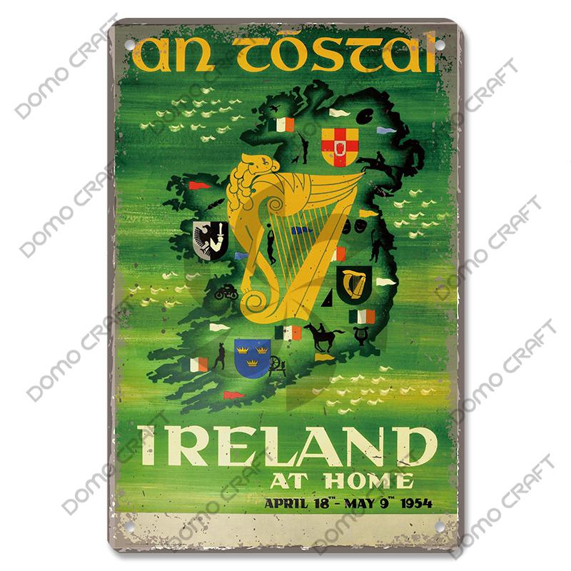 Irish Whiskey Poster Vintage Metal Plaque Sign Dublin Stout Metal Tin Plates Wall Decor for Bar Irish Pub Club Home