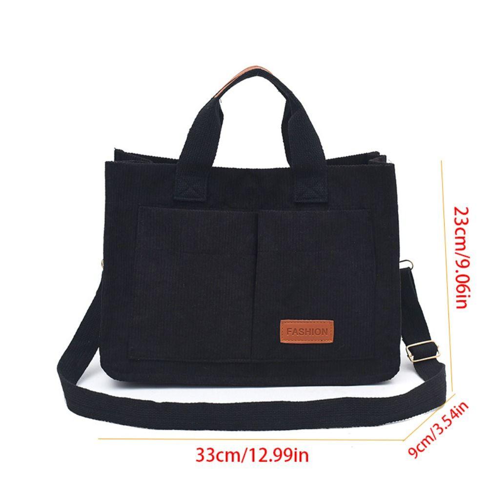 Korean Style Corduroy Tote Bag Simple Cloth Handbag Cute Canvas Shoulder Bag  Women