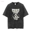 Retro Power Trip Band T-Shirt Schwarz Kurzarm S bis 5XL TA3553 Langarm Vintage Gewaschen Grafik Lässig Stilvoll Bequem