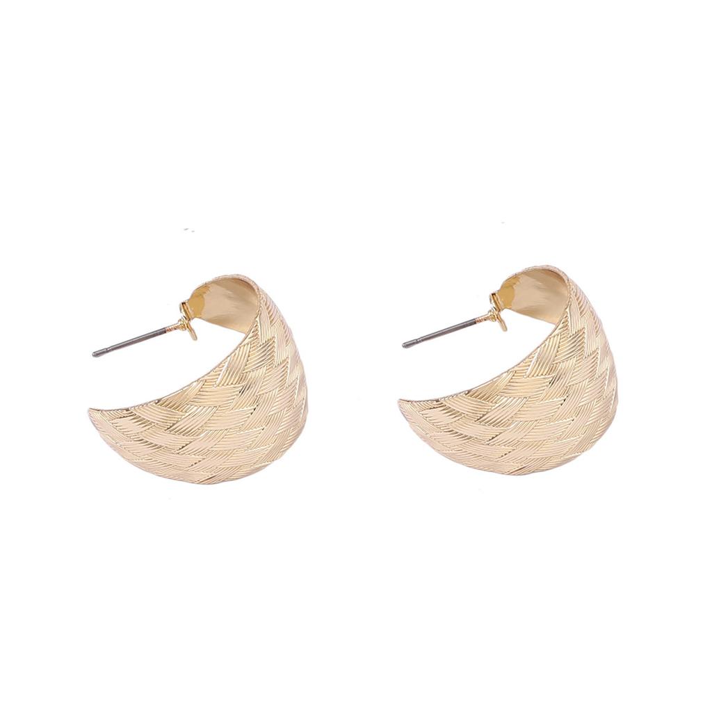 Retro and Unique Bamboo Joint Texture Wide C-shaped Stud Earrings, Simple, Fashionable, Exquisite and High-end