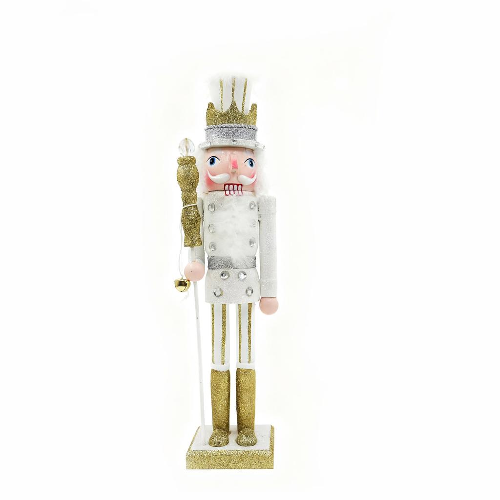 Cross-border Hot Sale 40CM Wooden Nutcracker Soldier Christmas King Puppet European Style Home & Office Use Decoration Ornaments