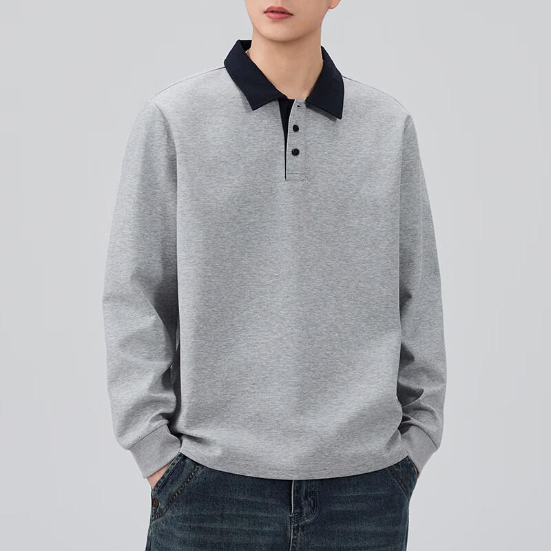 Wassup Sohot Men's Solid Color Lapel Pullover Sweatshirt