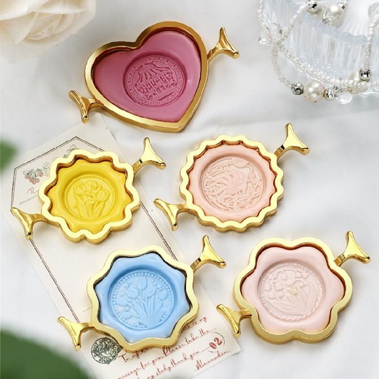 Metal Wax Seal Molds with Round Flower Oval Square Shapes for Wax Seal Stamps