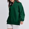 Women's Casual Fashion Long Sleeve Solid Color Zip Sweatshirt Top