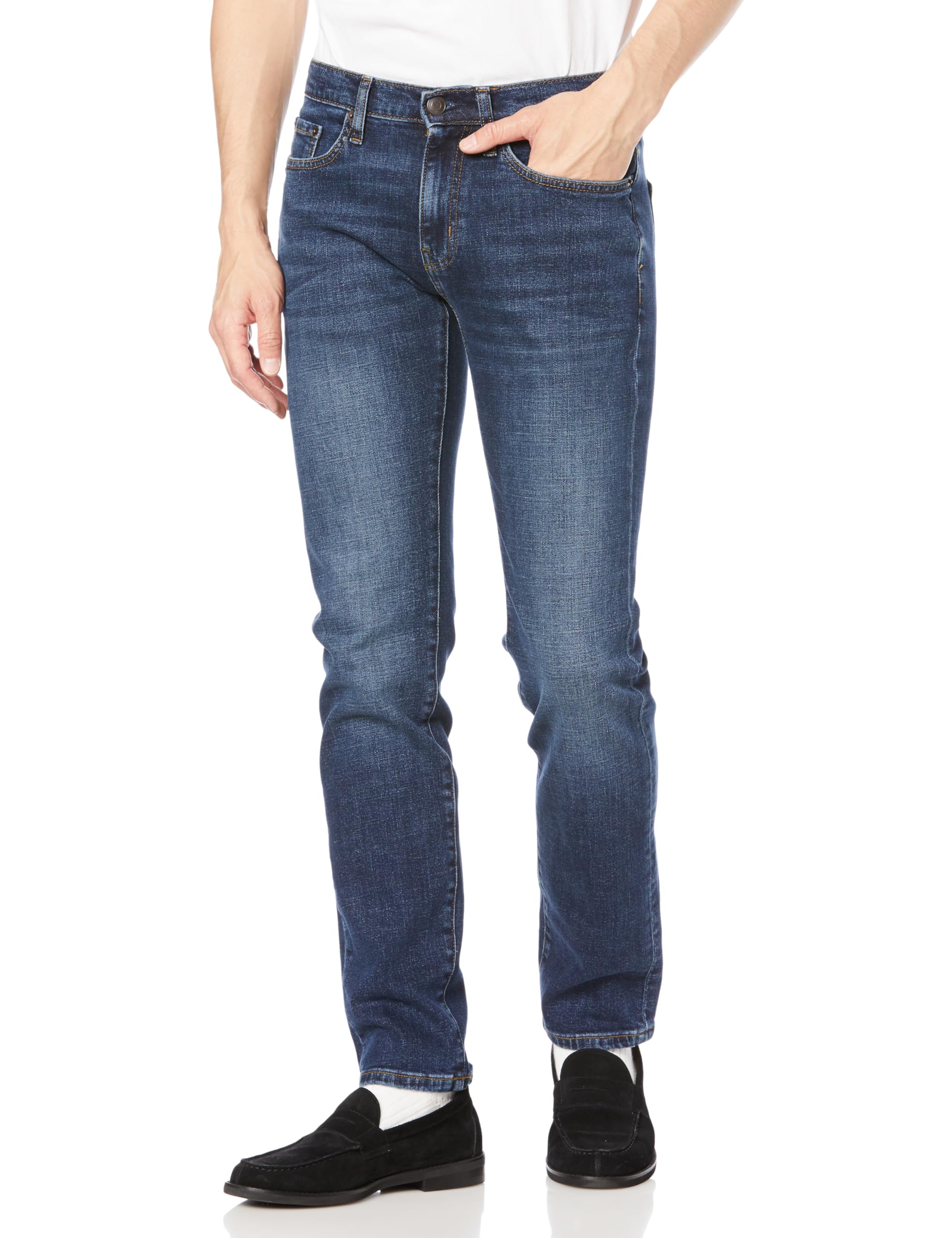 

Amazon Essentials Men s Dark Blue Vintage Stretch Athletic Fit Jeans, Size W29 / L34