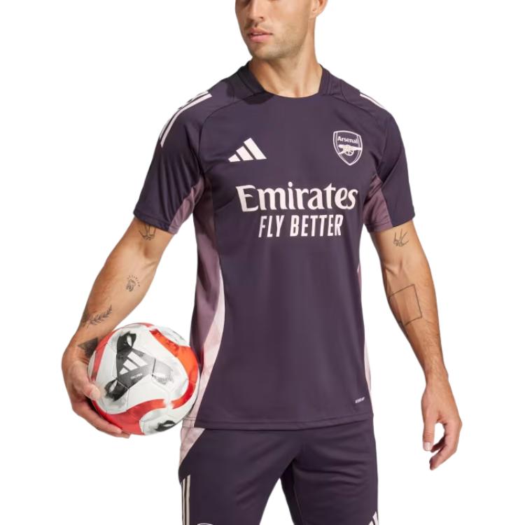 Adidas Arsenal Tiro 24 FW24 Antrenament Confortabil Pulover Elegant Mânecă Scurtă Tricou de Fotbal Bărbați topuri Aurora-Negru JF2915