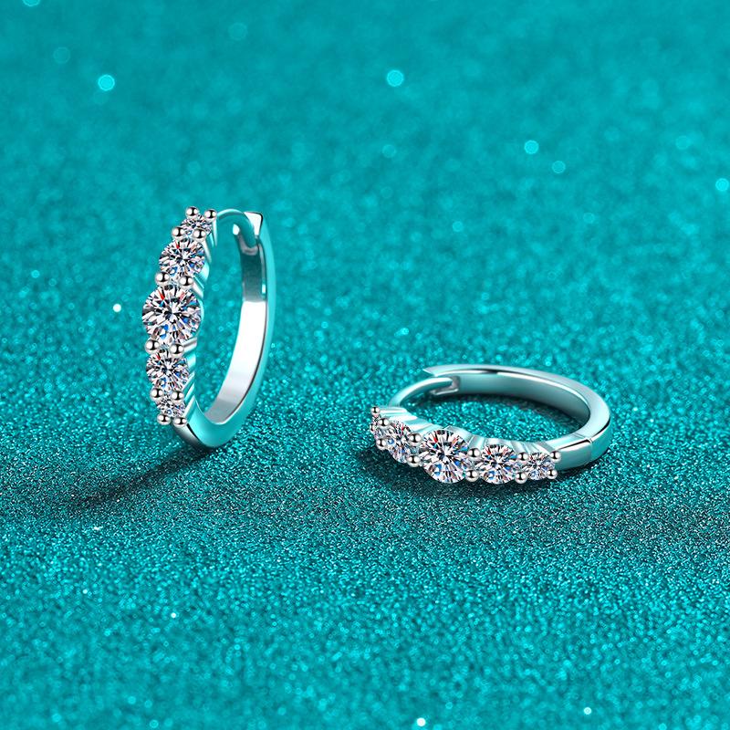 1.12ct Moissanite Earrings for Women Lab Grown Diamond Ear Studs 925 Silver Fine Jewelry Gift