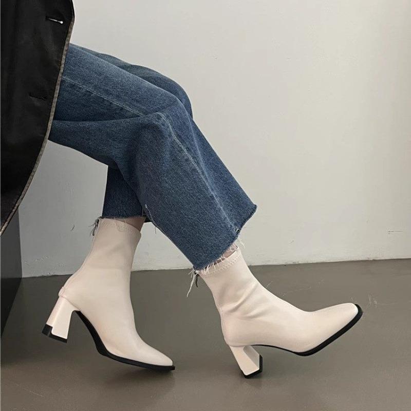 

2025 New Style Vintage Women Ankle Boots Fashion Elegant Square Toe Shoes Autumn Winter Thick Heel Women s Short Booties 40