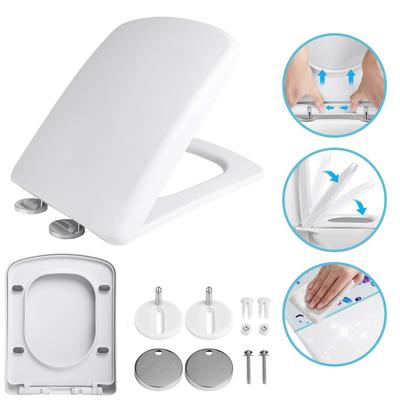 Langsam schließendes quadratisches Toilettensitzdeckel-Set mit Schnellverschluss, verdickter Ersatz, universell, einfache Installation für Zuhause