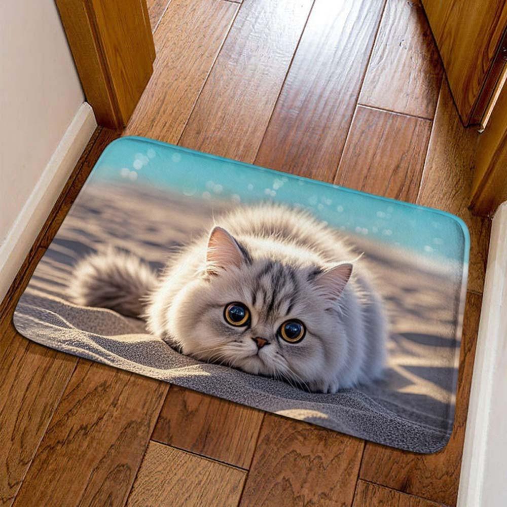 Cat Pattern Optical Illusion Doormat Non-slip Bedroom Door Rug Bathroom Carpet  Home Decor