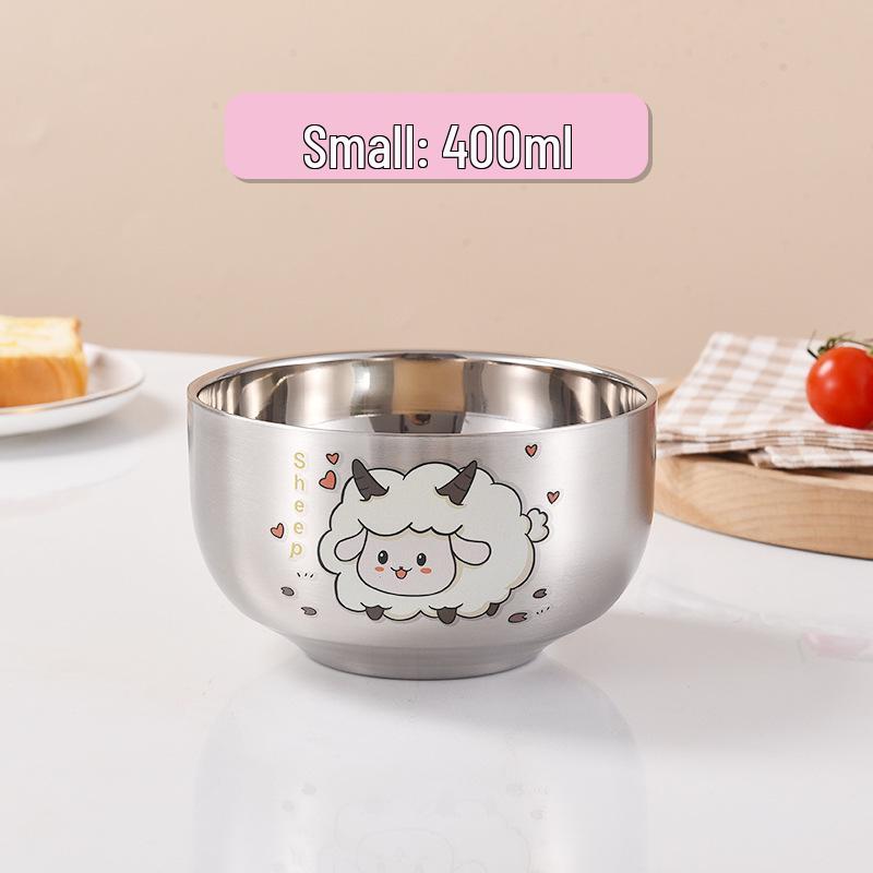 Children's Cartoon Zodiac Insulated Stainless Steel Bowl - Food Grade, Double Layer, Anti-Fall Design