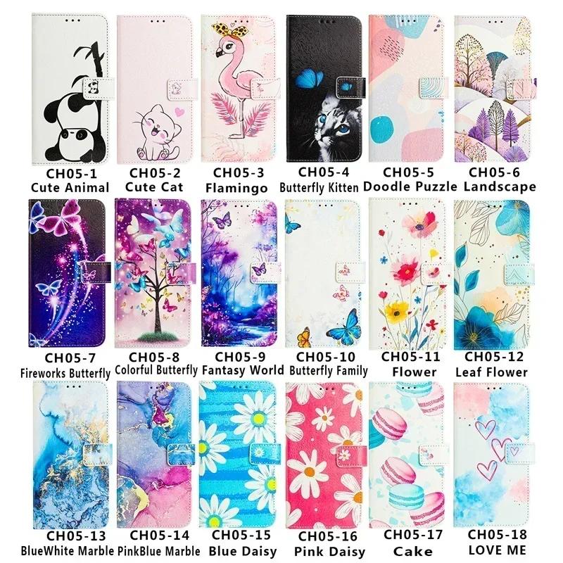 Pixel 9 Etui for Google Pixel 9 Pro XL Flip Funda Google Pixel 8a 7a 6a 8 Pro 5a 4a 5G Painted Pattern Leather Wallet Phone Case