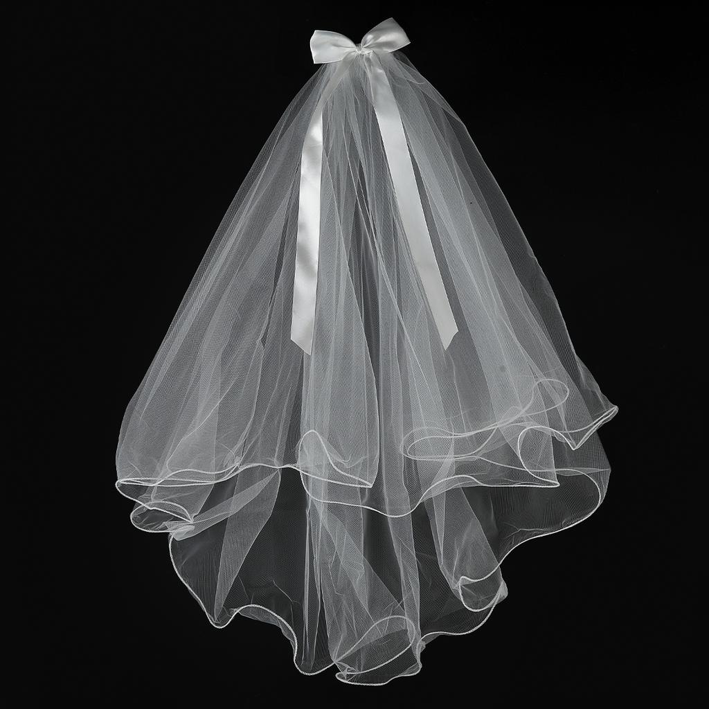 White Tulle Bow Veil Hairpin Pearls Wedding Bachelorette Hen Party Elegant Bridal Veil Hair Clip Gifts Women Hair Accessories