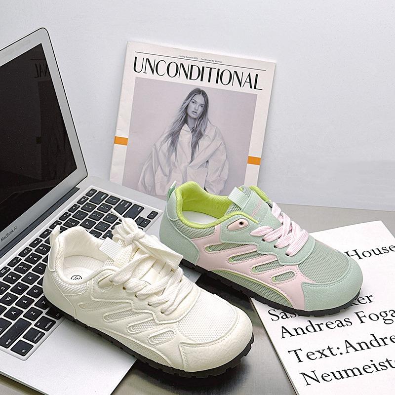 3 Mesh Breathable Versatile Color Matching Women's Shoes Summer Breathable New Flat-bottomed Lightweight Board Shoes