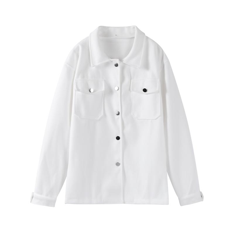 Women's Pocket Fashion Commuter Solid Color Coat Polo Collar Single-breasted Woolen Jacket Vintage Thicked Overcoat