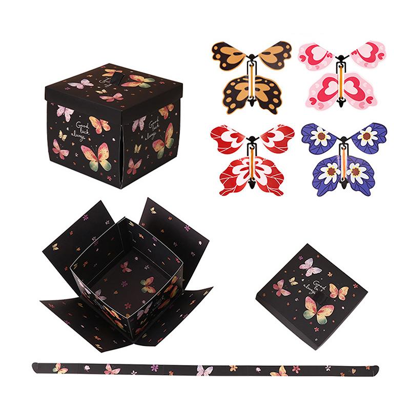 

1 упаковка Коробка-сюрприз с летающей бабочкой, Коробка-взрыв с бабочками, Розовая коробка для розыгрышей, сделай сам, На день рождения, свадьбу, Рождество