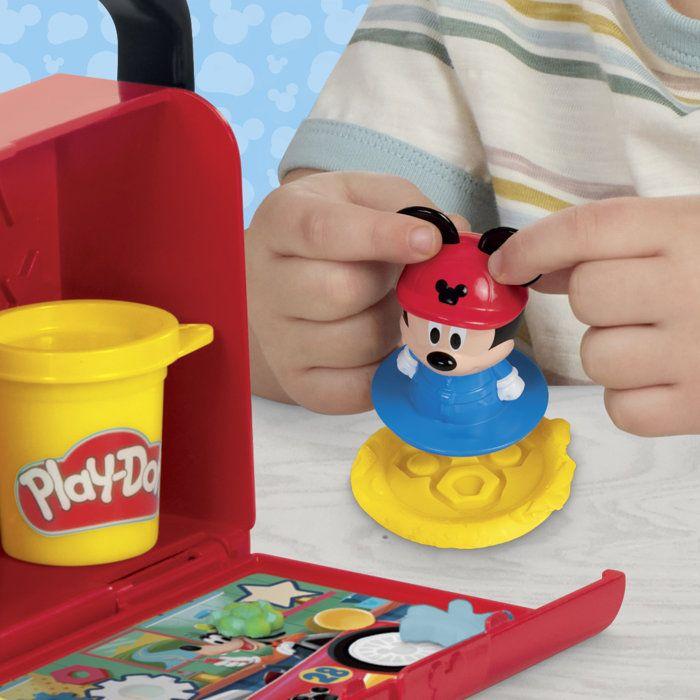 Play-Doh Disney Junior Mon Garage avec Mickey Mouse, Coffret de pâte à modeler, Loisirs créatifs, Jouets préscolaires, dès 2 ans