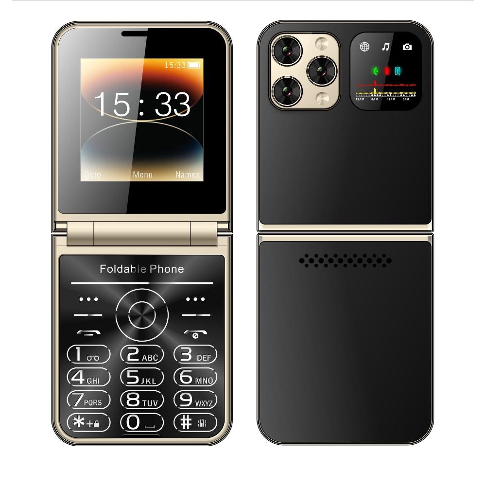 

Flip Phone Mini Compact Female Phone Pocket Phone 4 Card 4 Standby Machine чорний