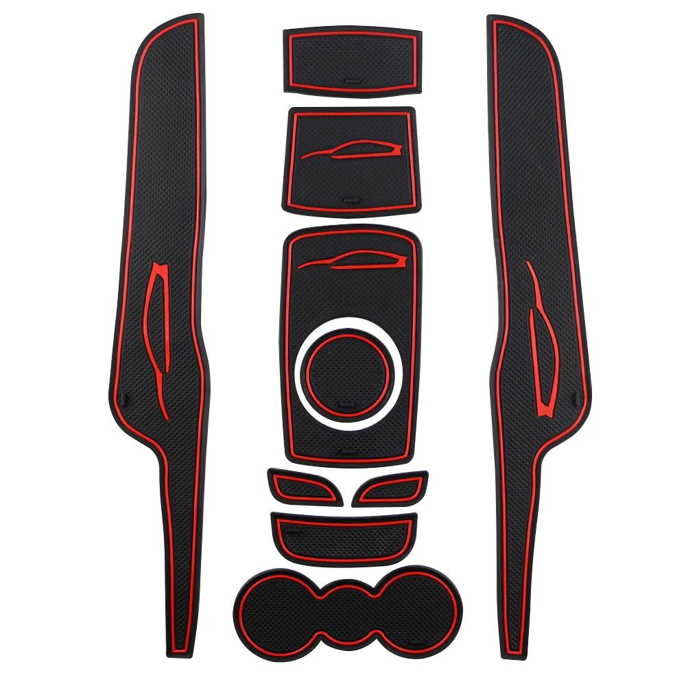 For Ford Fiesta MK7 2009 - 2015 Door Groove Mat Anti Slip Door Mats Water Cup Mats 10Pcs Slot Pad Interior Accessories