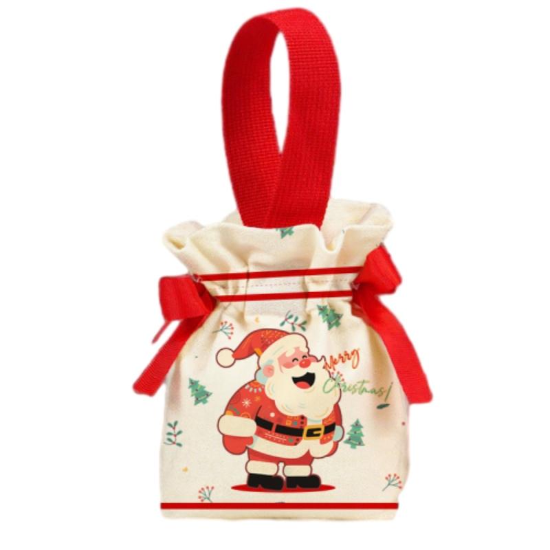 1-5pcs Christmas Drawstring Candy Bag New Year Gift Bags Party Gift Pouch Holiday Treat Sack Reusable Festive Favor Bag for Kids