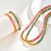 Stainless Steel Pink/Green Crystal Bracelet for Women Girls,Gold Plated Bead Chain Bracelets,Bohemia Jewelry Gift