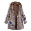 Giacca da donna con cappuccio taglie forti con stampa floreale vintage in peluche composito spesso con cerniera a maniche lunghe
