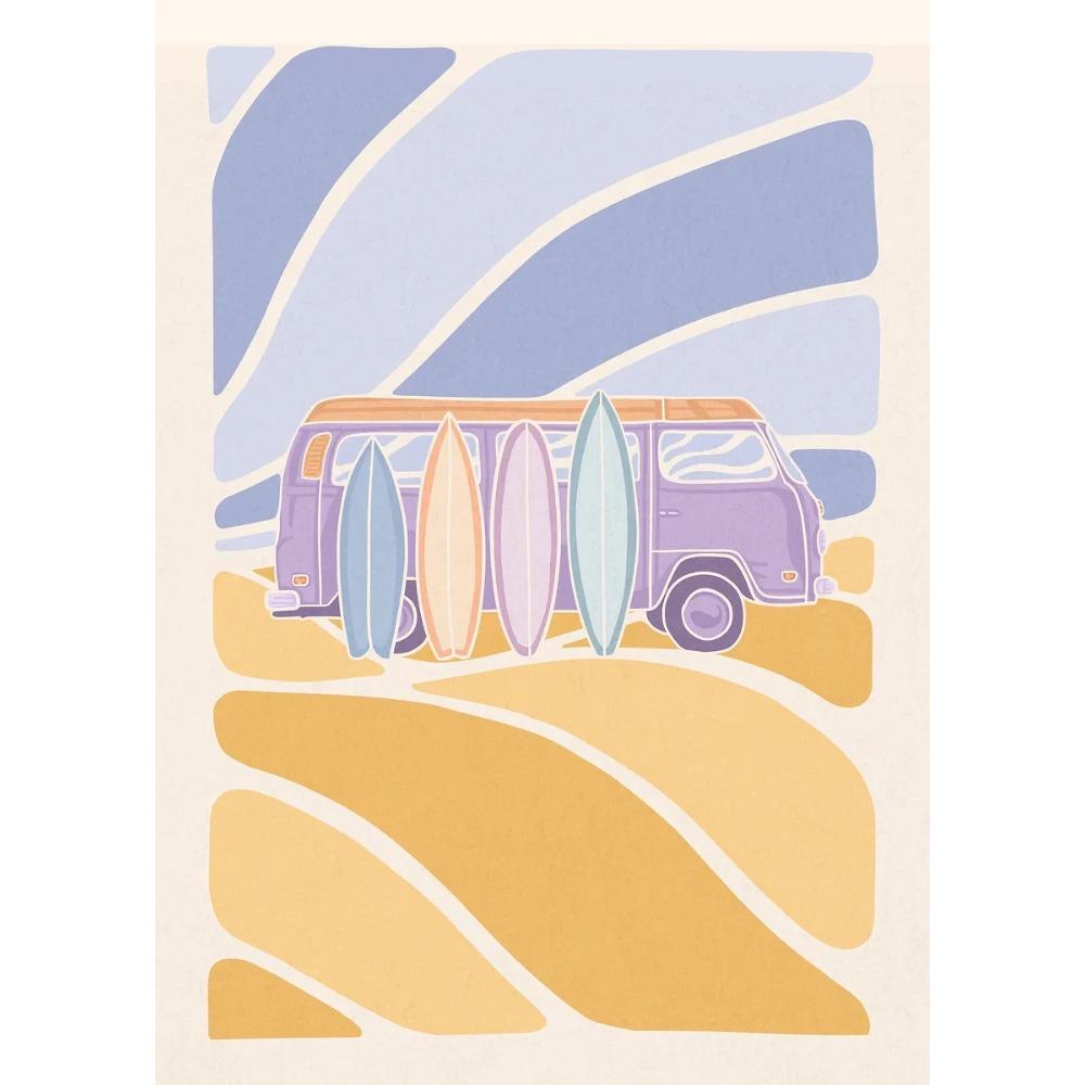 Minimalistische Surf-Mädchen Poster Meeresblick Strandhaus Drucke Leinwandbild Wandkunst Bilder Haus Sportliches Teenie-Mädchenzimmer Dekoration
