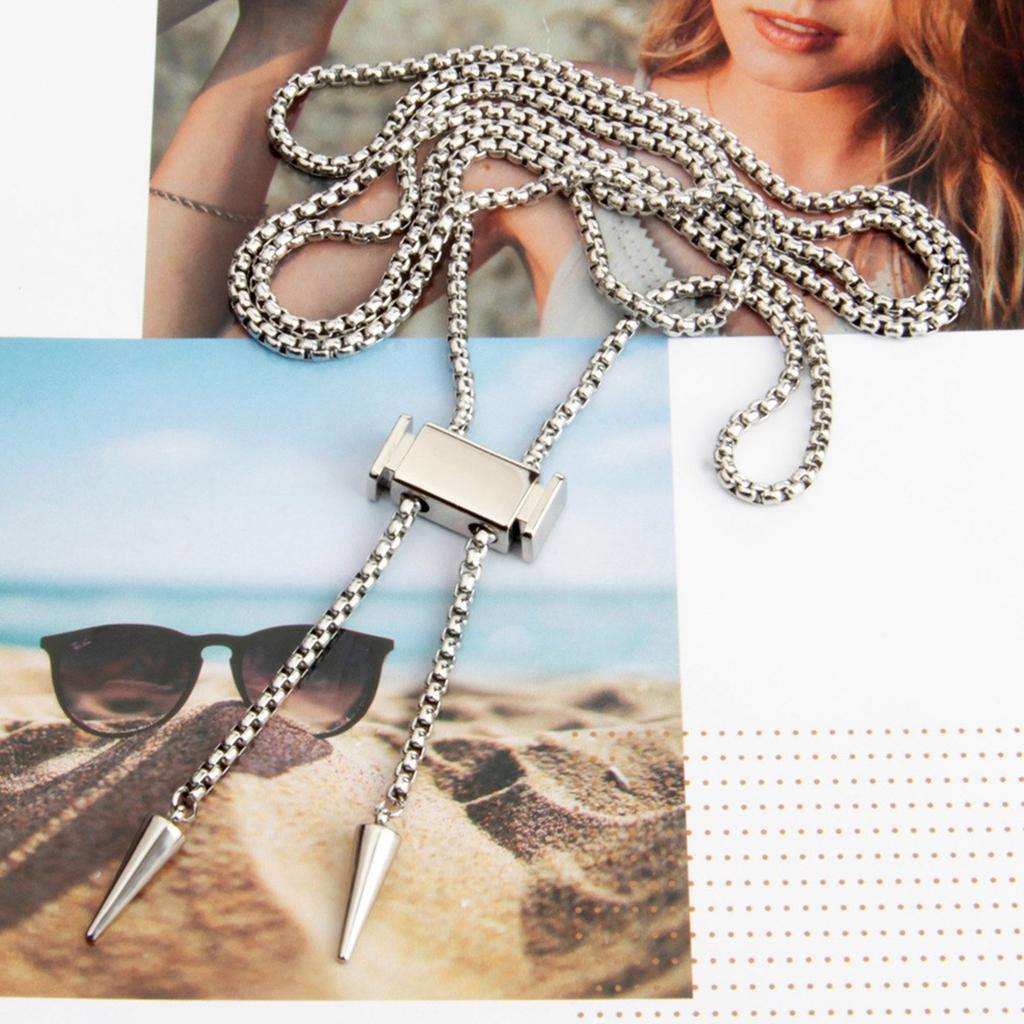 Sexy Bolo Krawattenkette für Damen Mädchen Coole Schmuckkette Lariat mit Würfel Chokern Körperschmuck Sommer