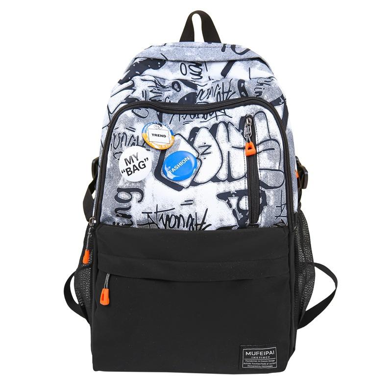 School Bag Men 2025 Personality Graffiti School Bag Tide Brand Big Couple Travel Backpack