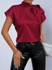 Herbst Satinschleifen-Oberteil - Damen Kurzarmhemd im europäischen & amerikanischen Stil