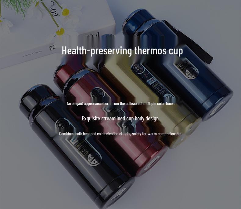 316 Stainless Steel Large Capacity Outdoor Sports Thermos Cup with Portable Lanyard